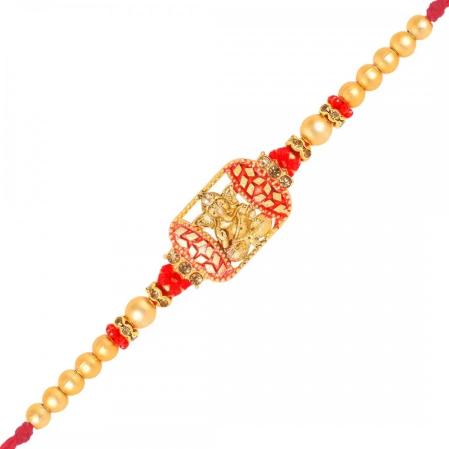 Sidhivinayak Gold and Rhodium Plated Alloy Rakhi for Lovely Brother