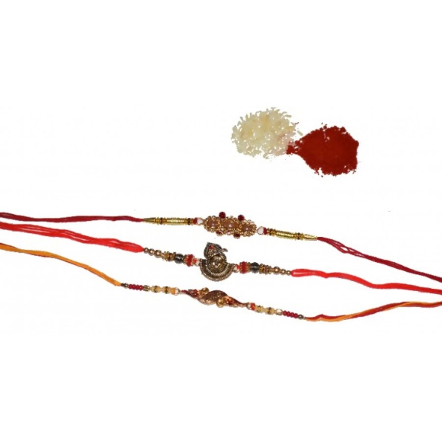 Stylish Multicoloured Non Precious Metal Rakhi Set