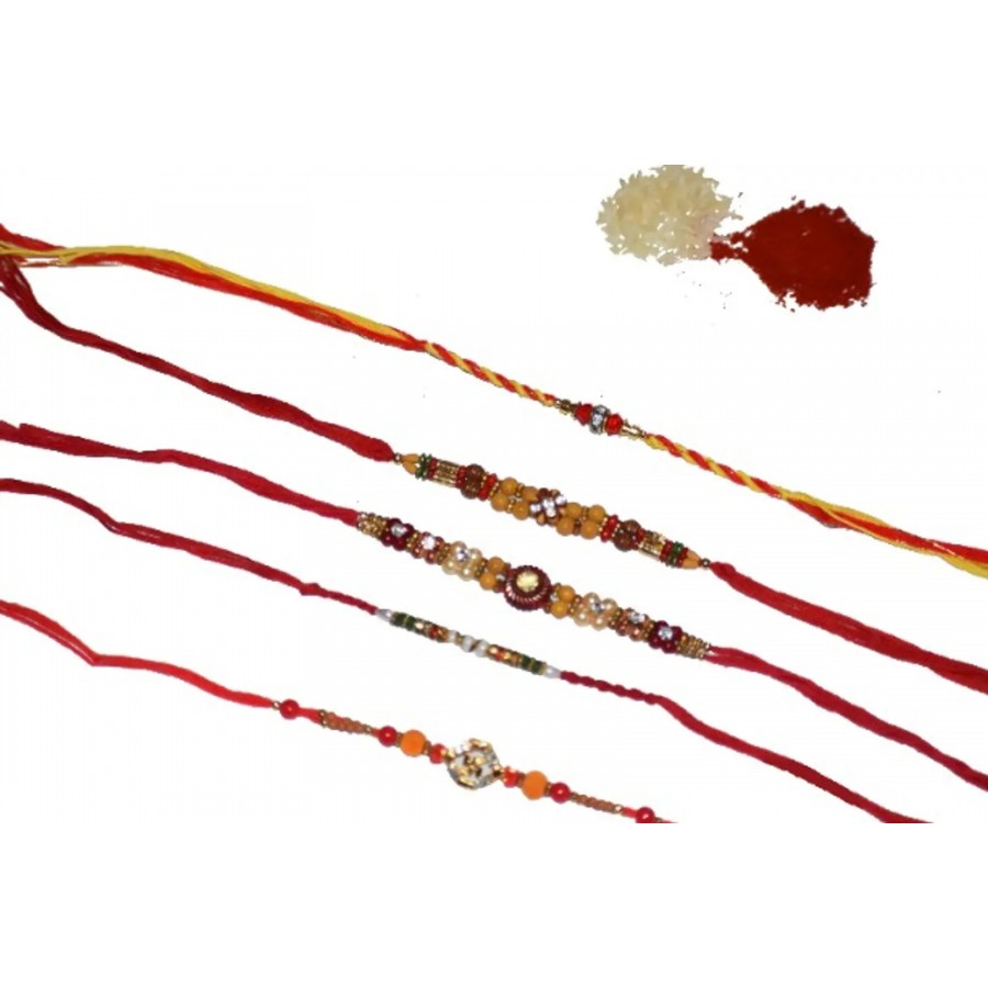 Stylish Multicoloured Non Precious Metal Rakhi Set