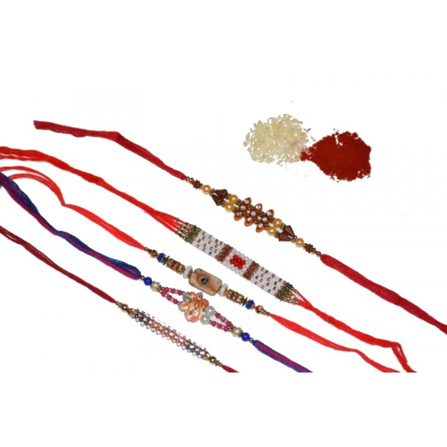 Stylish Multicoloured Non Precious Metal Rakhi Set