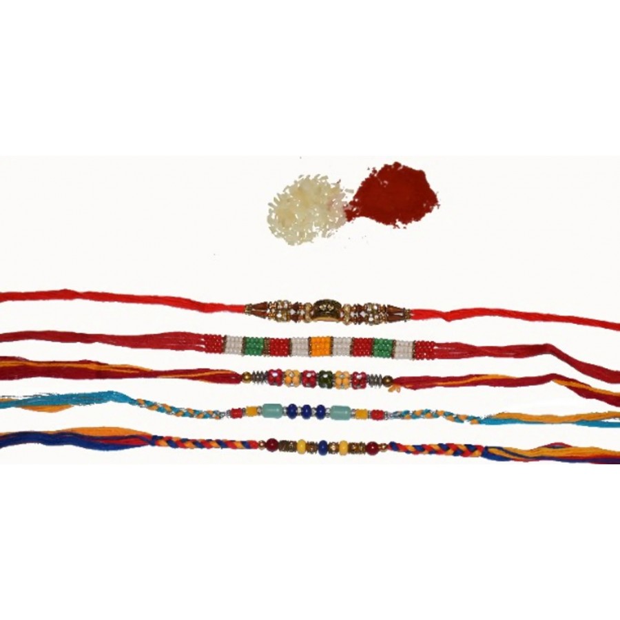 Stylish Multicoloured Non Precious Metal Rakhi Set