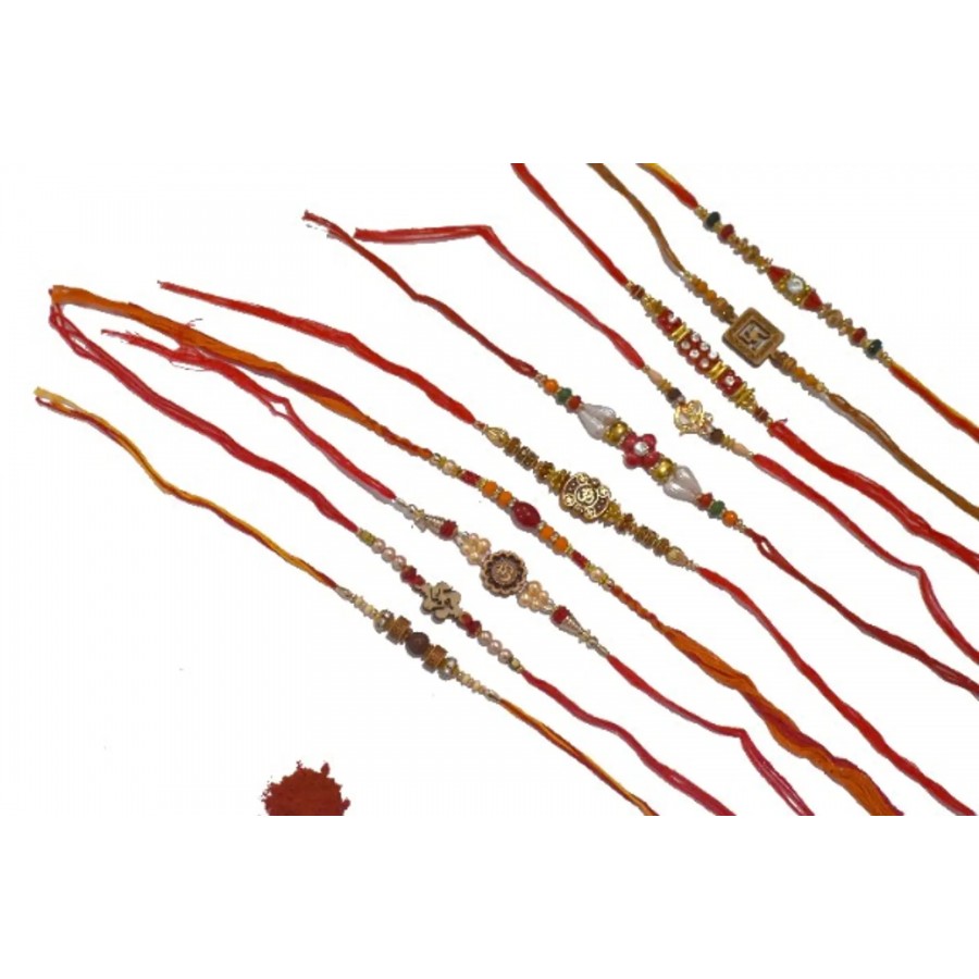 Stylish Multicoloured Non Precious Metal Rakhi Set