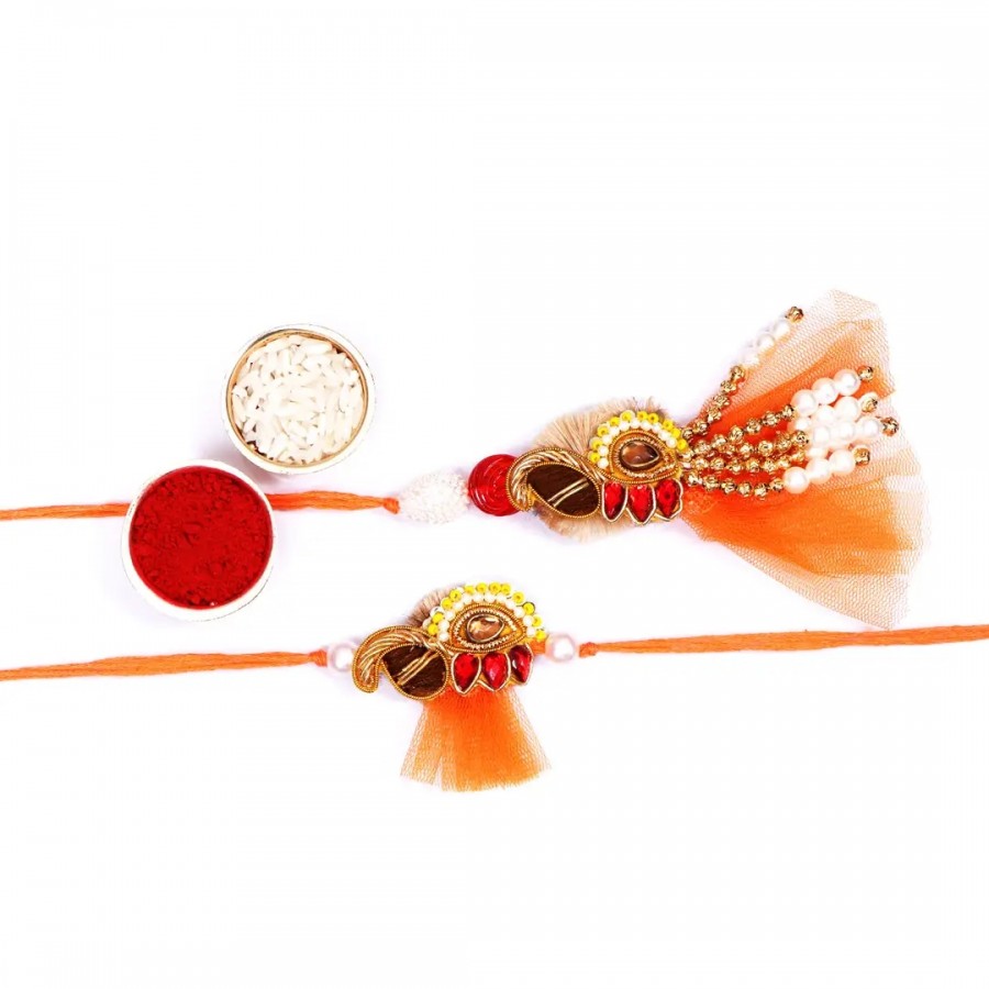 Sunflower Designer Rakhi Set Of 2 With (Roli  Chawal)