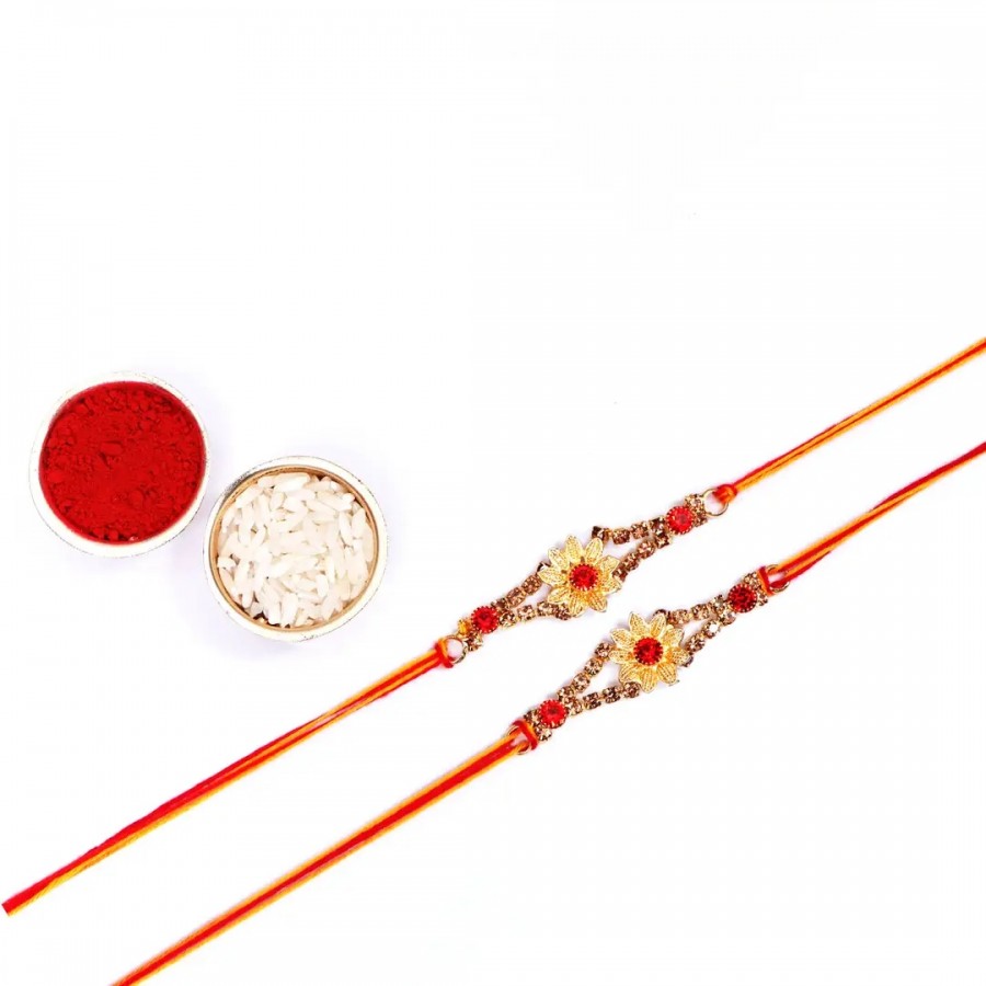 Sunflower Designer Rakhi Set Of 2 With (Rolichawal)