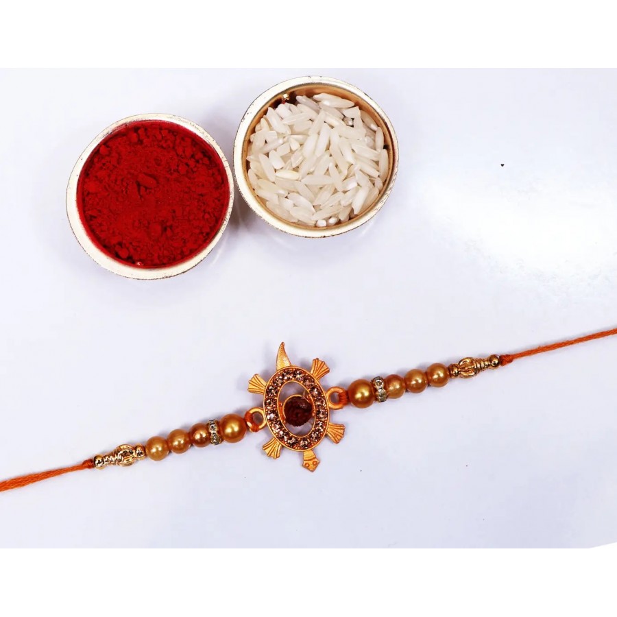 Turtle OR Lucky KACHHUA with Rudraksh Designer Rakhi with Roli And Chawal