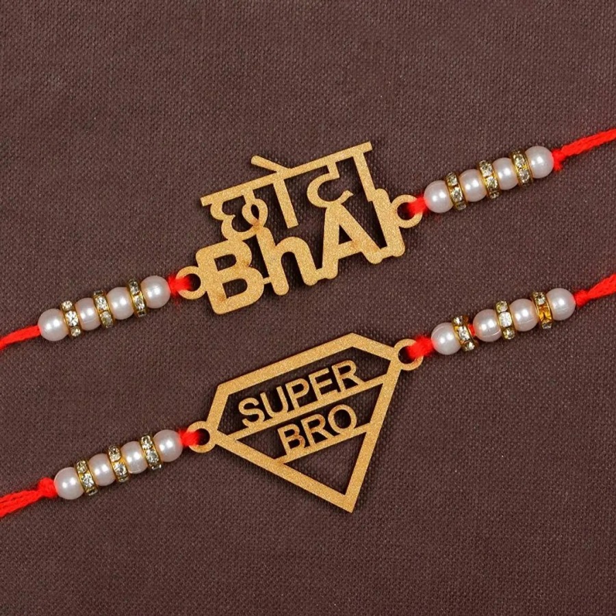 Unique Design Wood Rakhi Combo Of 2