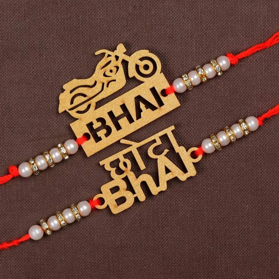 Unique Design Wood Rakhi Combo Of 2