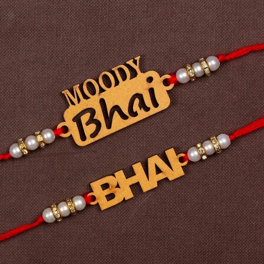 Unique Design Wood Rakhi Combo Of 2