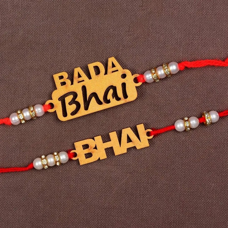 Unique Design Wood Rakhi Combo Of 2