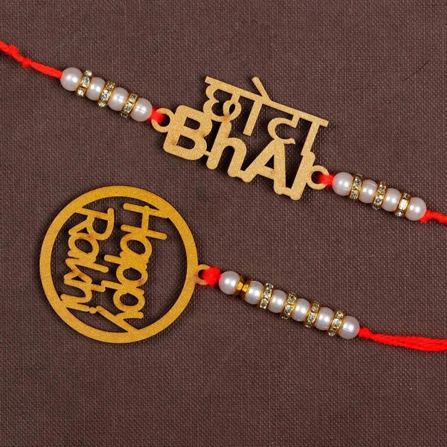 Unique Design Wood Rakhi Combo Of 2