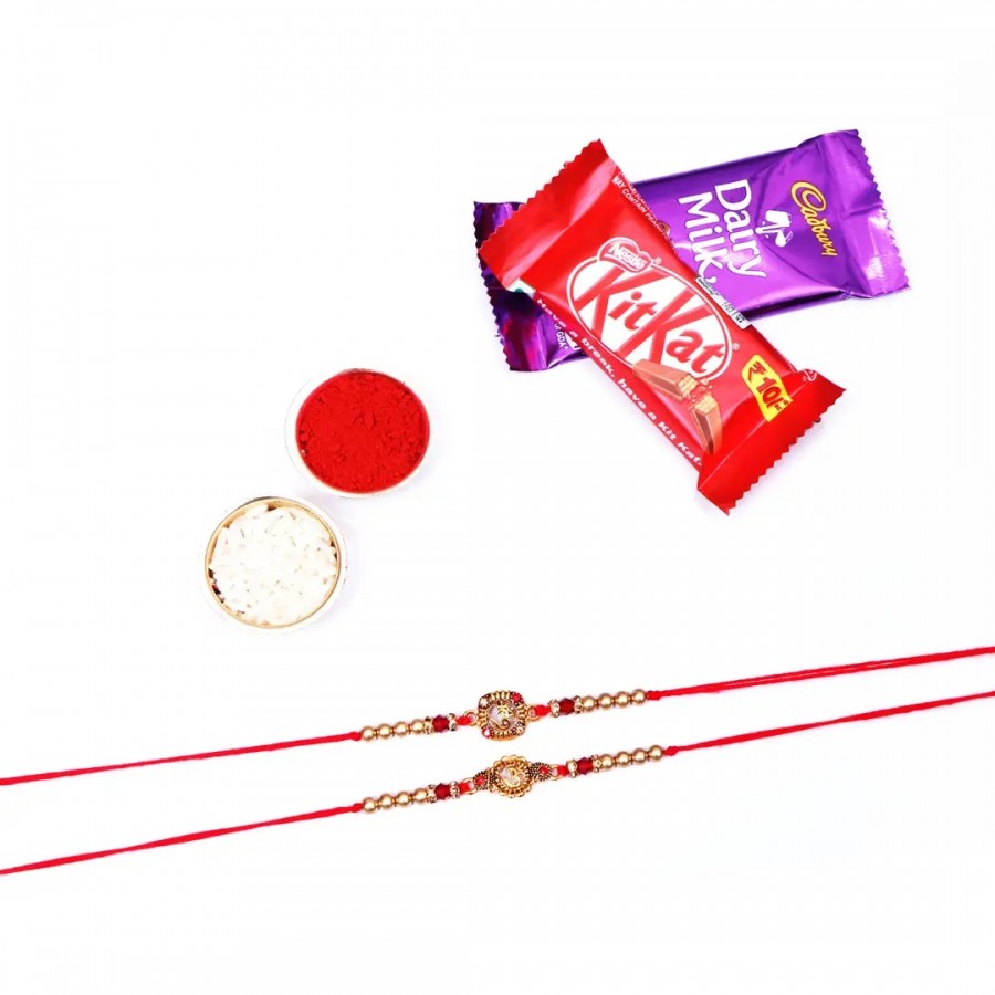 Veera Designer Rakhi Set Of 1 With Combo Chocolate (RoliChawal)