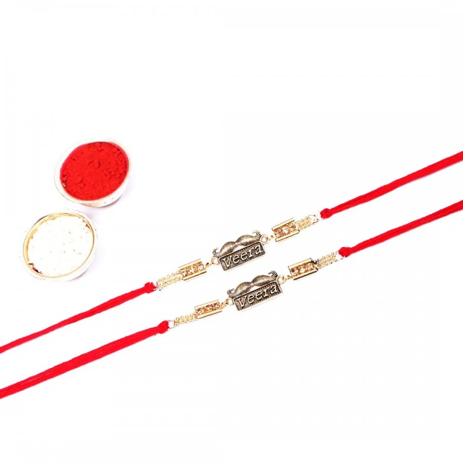 Veera Designer Rakhi Set Of 2 (Rolichawal)