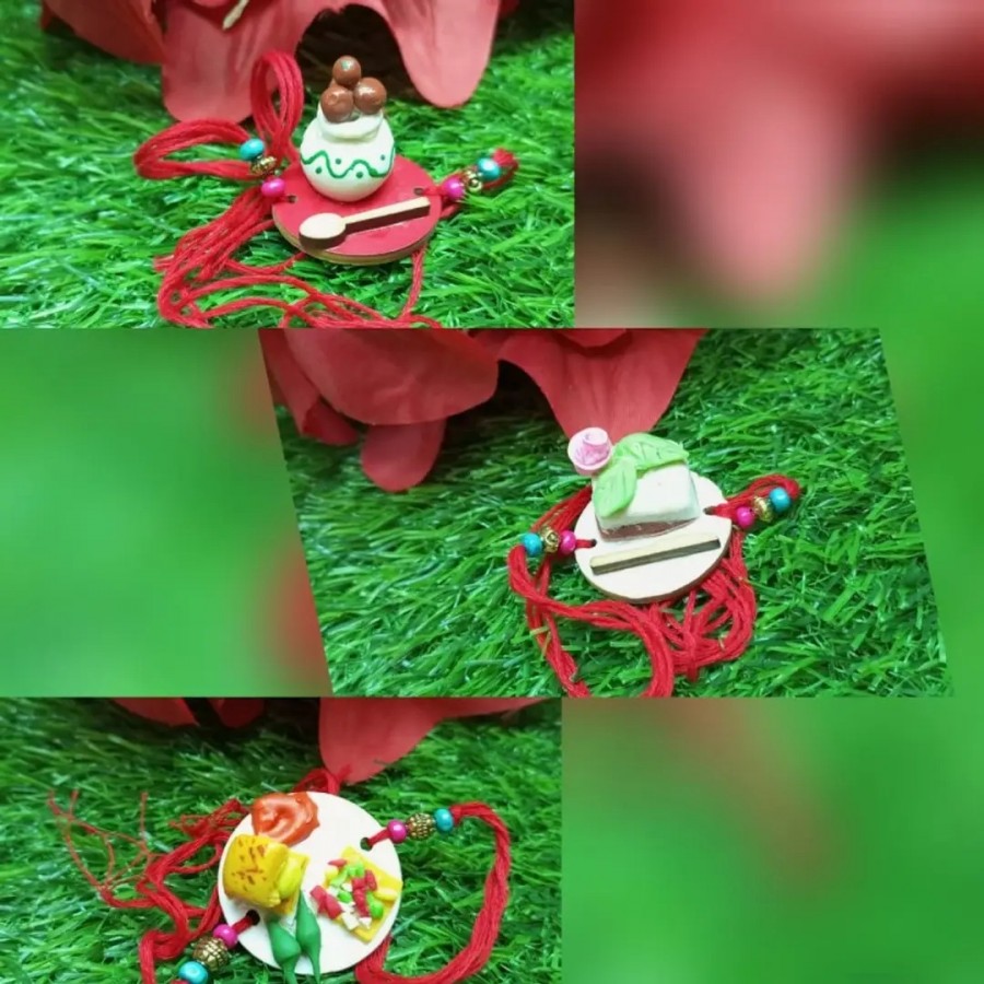 beautiful  food lover rakhi set of 3