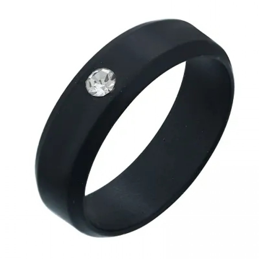 Black Coated Brass, Single Solitaire CZ, Fashion Finger Band, Finger Ring Men Women Latest