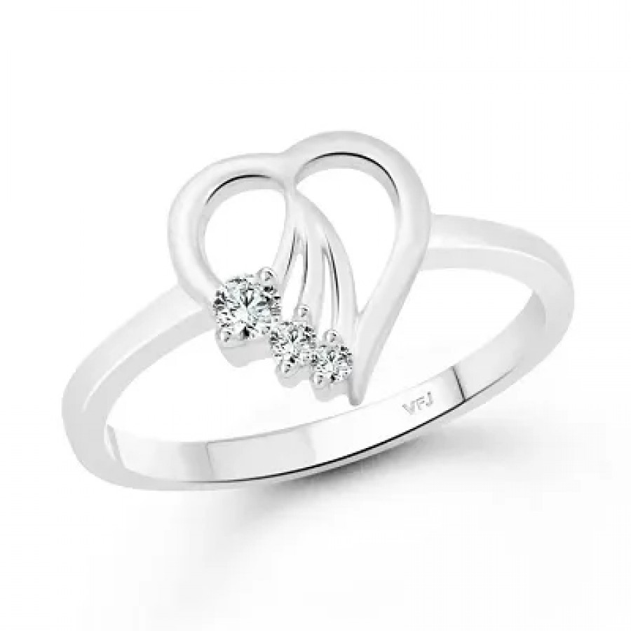 Bold Love CZ Rhodium Plated Alloy Finger Ring for Women