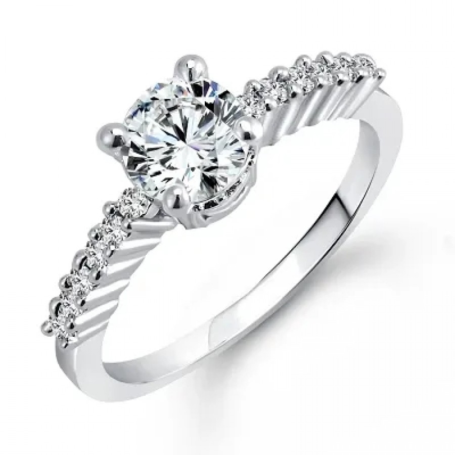 Brilliant Lustrous (CZ) Rhodium Plated alloy Ring for Women and Girls - [VFJ1027FRR]