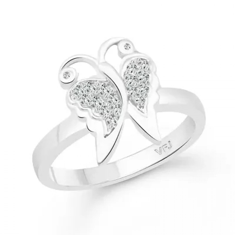 Crystal Butterfly CZ Rhodium Plated Alloy Finger Ring for Women