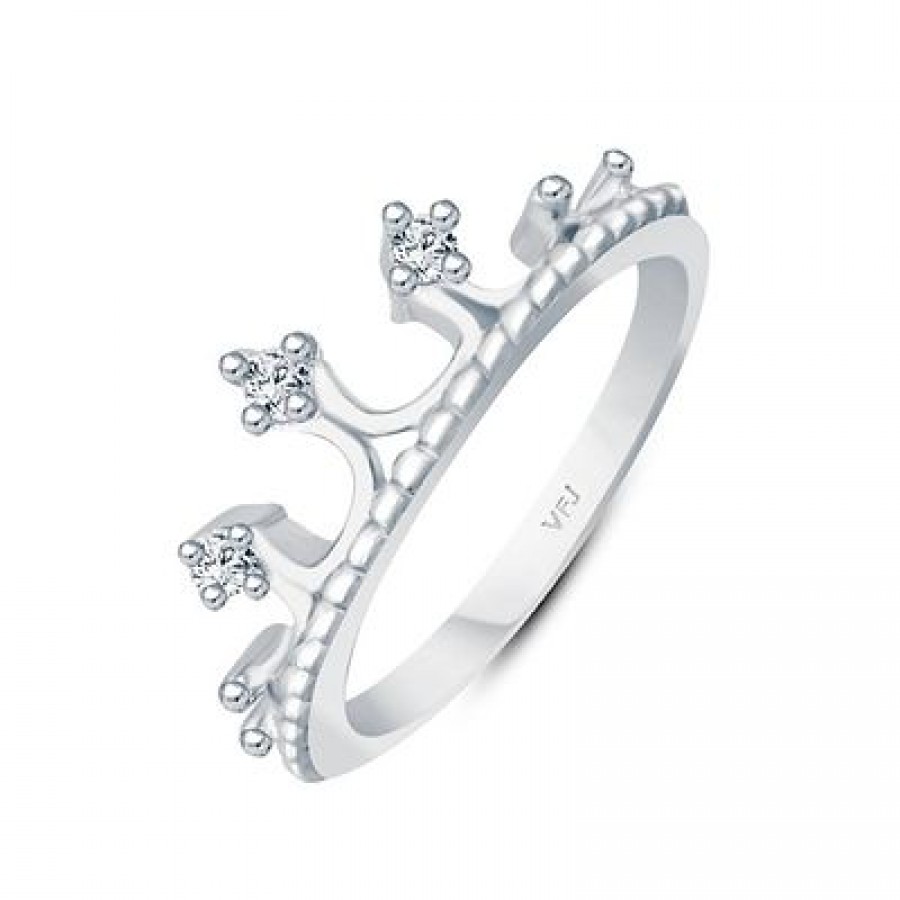 Empire Crown Ring CZ Rhodium Plated Alloy Ring for Women and Girls