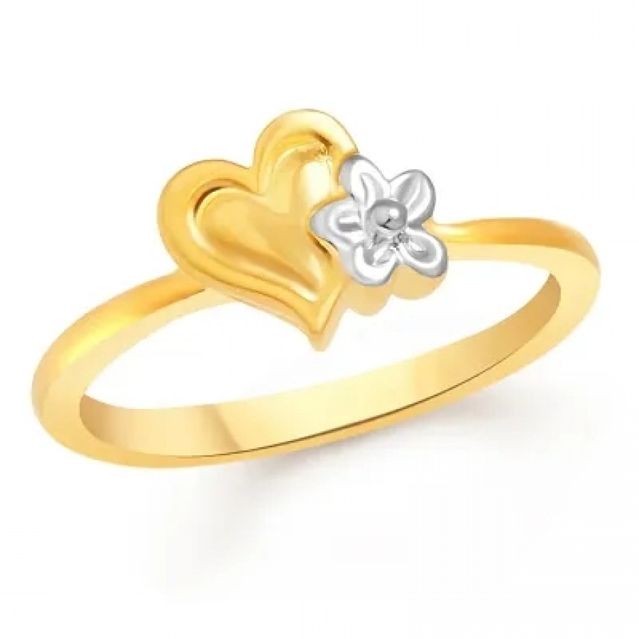 Floral Heart Plain Gold and Rhodium Plated Ring - [VFJ1083FRG]