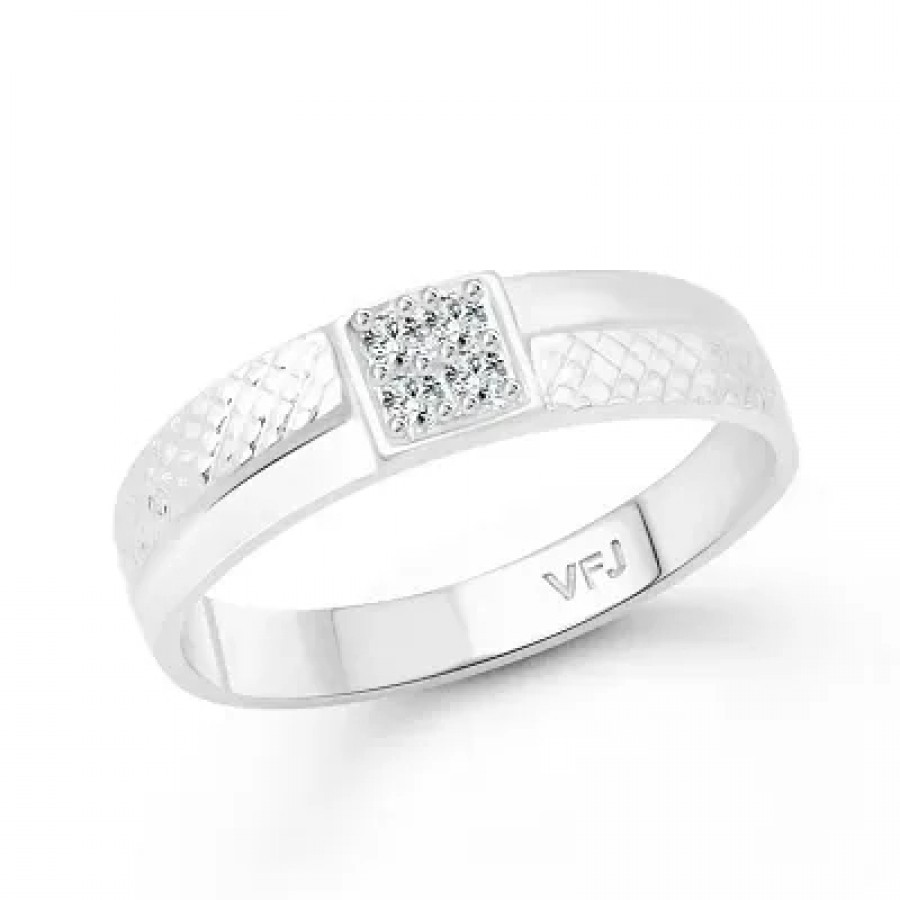 Four Stone matte CZ Rhodium Plated Alloy Finger Ring for Women