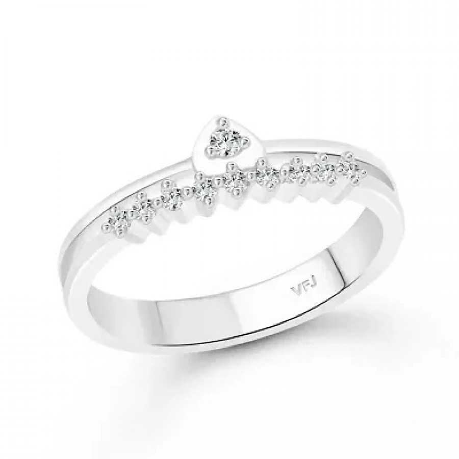 Fusion Heart CZ Rhodium Plated Alloy Finger Ring for Women