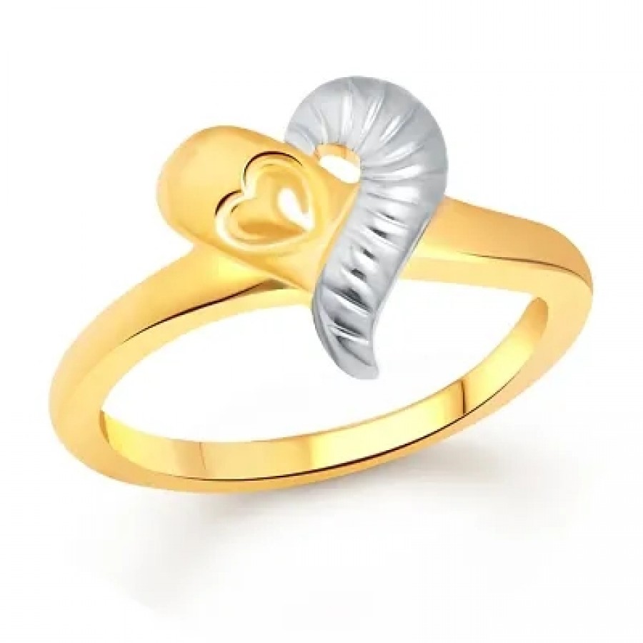 Graceful Heart Plain Gold and Rhodium Plated Ring - [VFJ1085FRG]