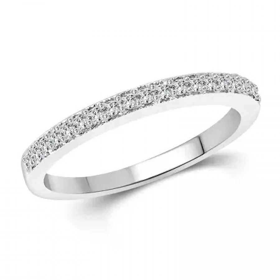 Half Round (CZ) Rhodium Plated alloy Ring for Women and Girls - [VFJ1064FRR]