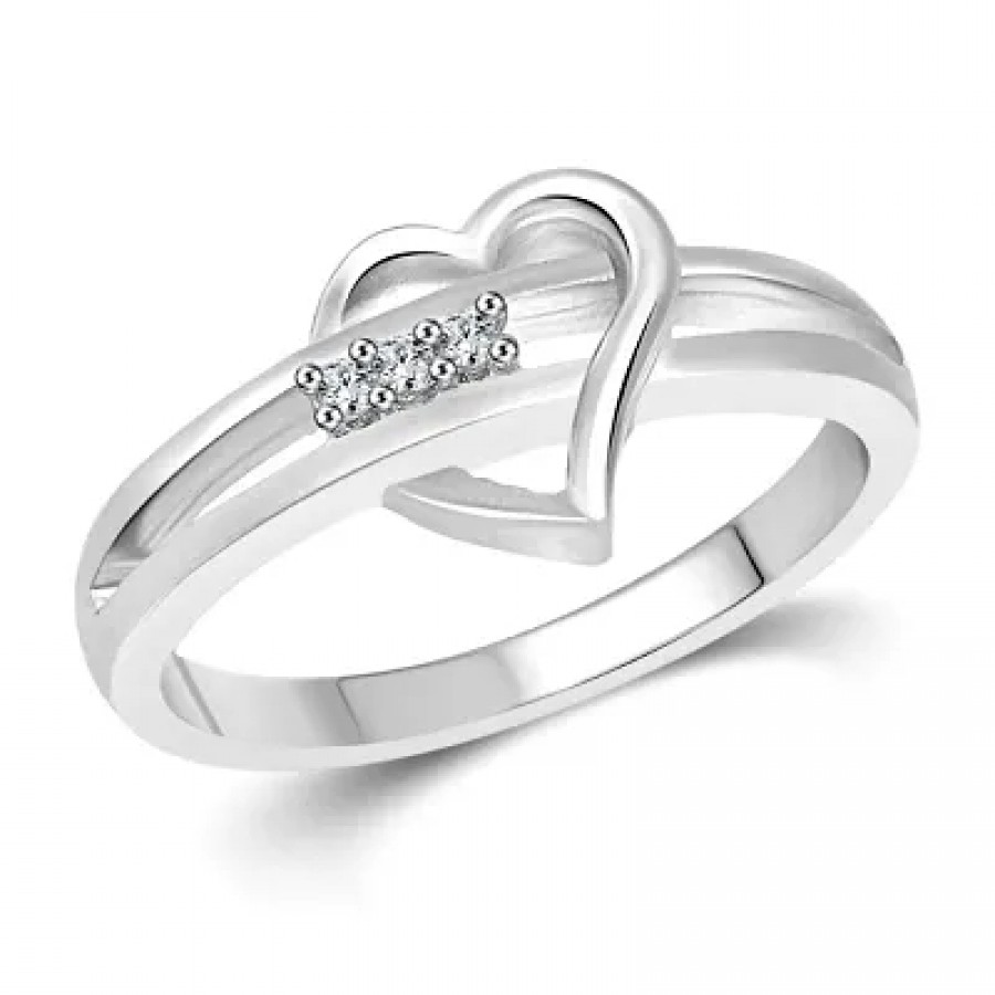 Heart and Soul (CZ) Rhodium Plated alloy Ring for Women and Girls - [VFJ1049FRR]