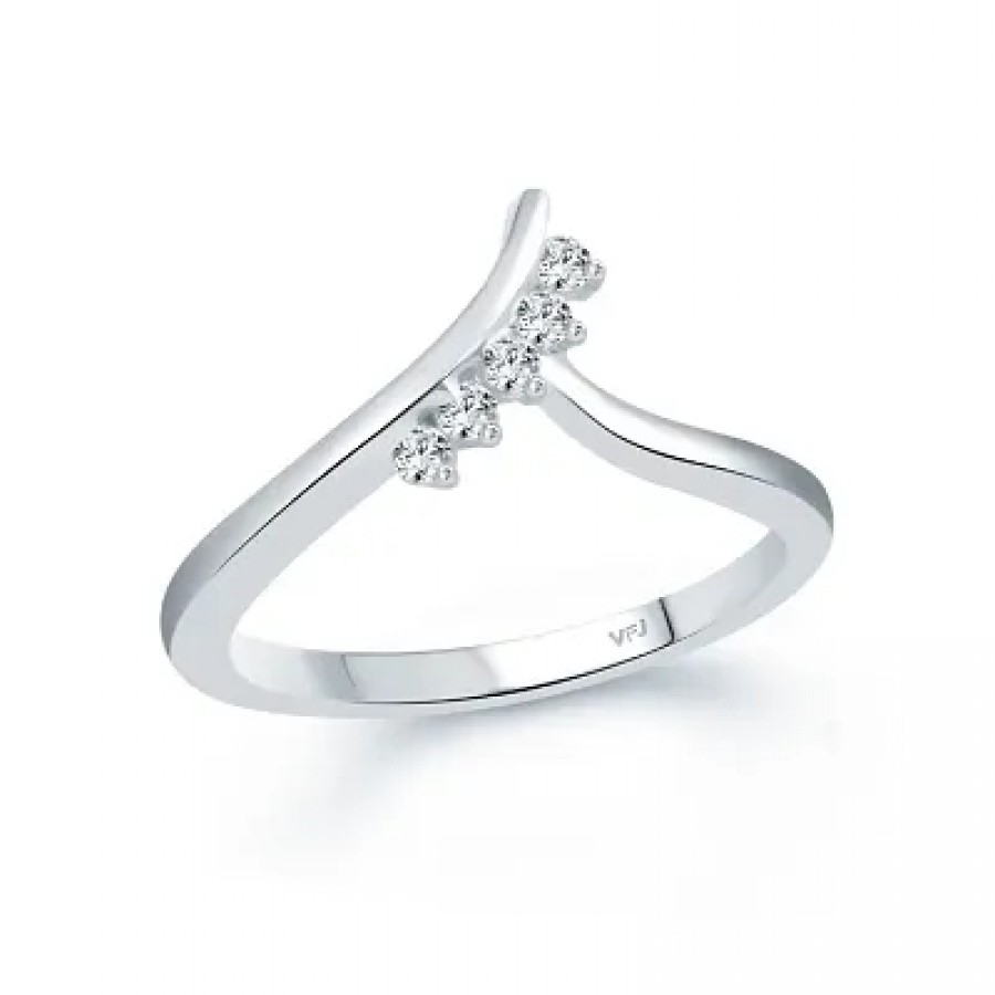 Innocent 5 stone CZ Rhodium Plated Alloy Ring for Women and Girls-[VFJ1572FRR10]