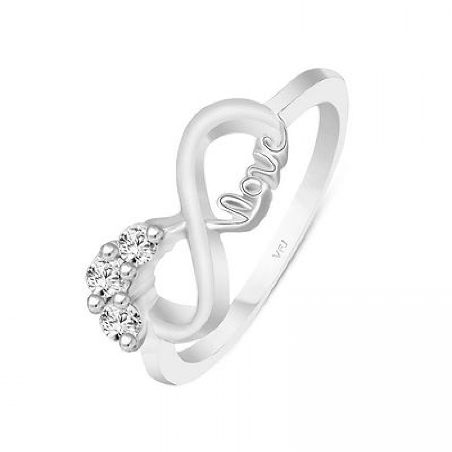 Love Bond Ring CZ Rhodium Plated Alloy Ring for Women and Girls