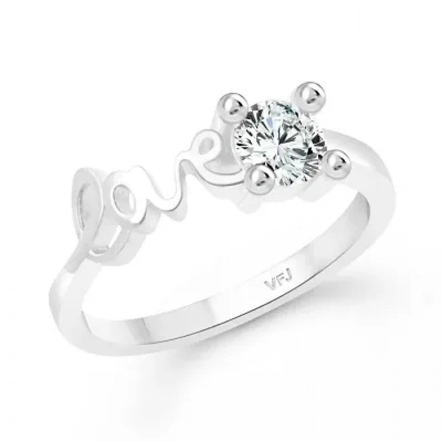 Love Sign CZ Rhodium Plated Alloy Finger Ring for Women