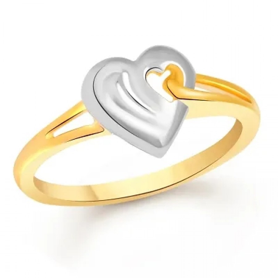 Marvellous Heart Plain Gold and Rhodium Plated Ring - [VFJ1086FRG]