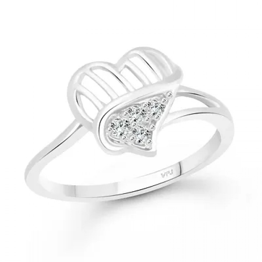 Nice Window Heart CZ Rhodium Plated Alloy Ring for Women