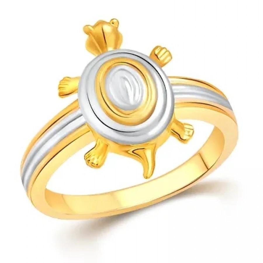 Praying Tortoise Gold and Rhodium Plated Ring - [VFJ1098FRG]