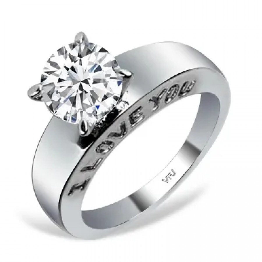 Secret Propose I LOVE YOU Valentine,s Day Ring CZ Rhodium Plated Alloy Ring for Women and Girls