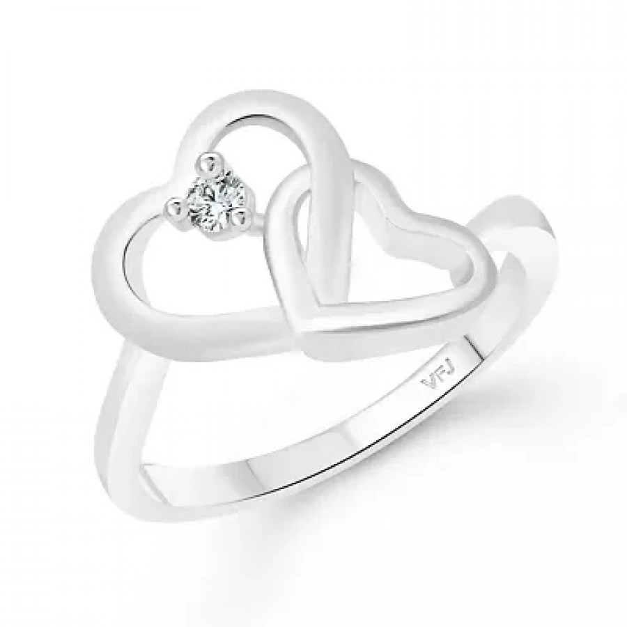 Serenity Heart CZ Rhodium Plated Alloy Finger Ring for Women