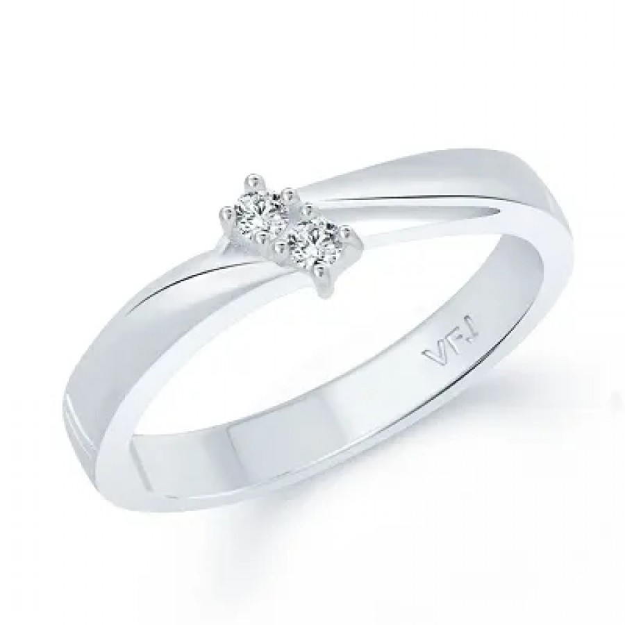 Simply Band (CZ) Rhodium Plated alloy Ring for Women and Girls- [VFJ1035FRR]