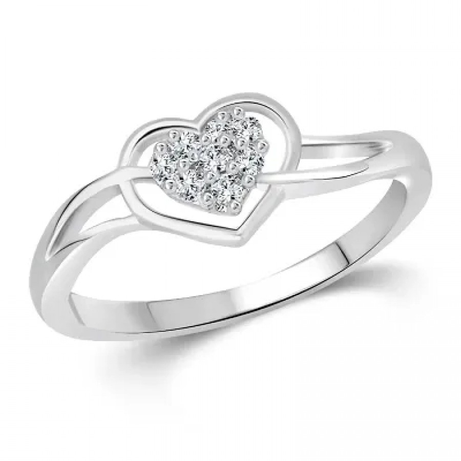 Splendid Heart (CZ) Rhodium Plated alloy Ring for Women and Girls - [VFJ1069FRR]