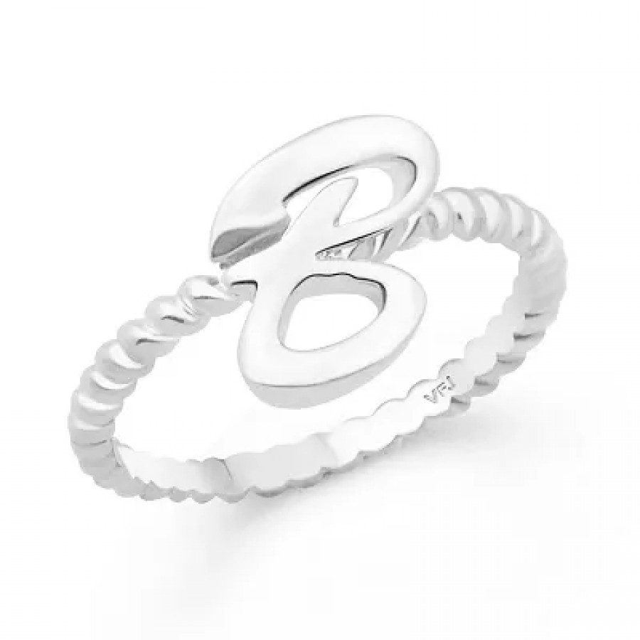 Stylish Spiral Shank B Alphabet Alloy Cubic Zirconia Gold Plated Ring for Women