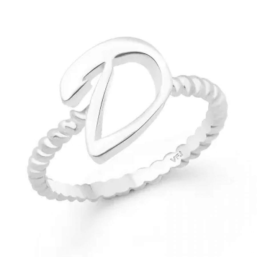 Stylish Spiral Shank D Alphabet Alloy Cubic Zirconia Gold Plated Ring for Women