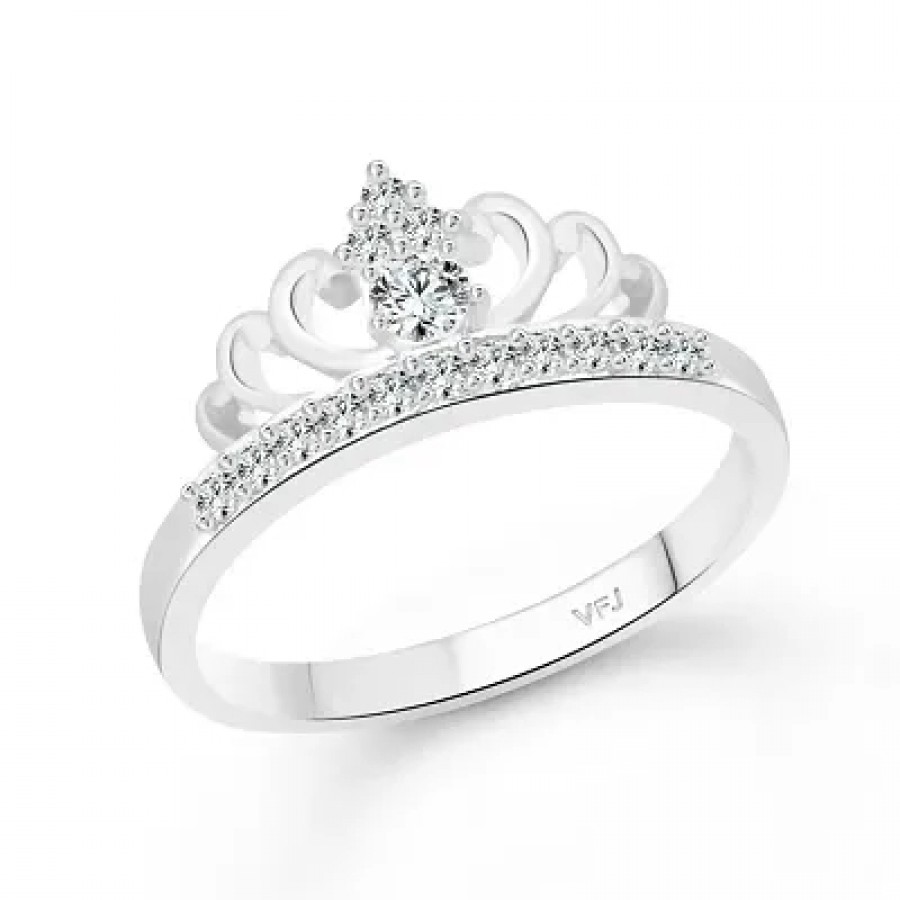 Taj CZ Rhodium Plated Alloy Finger Ring for Women