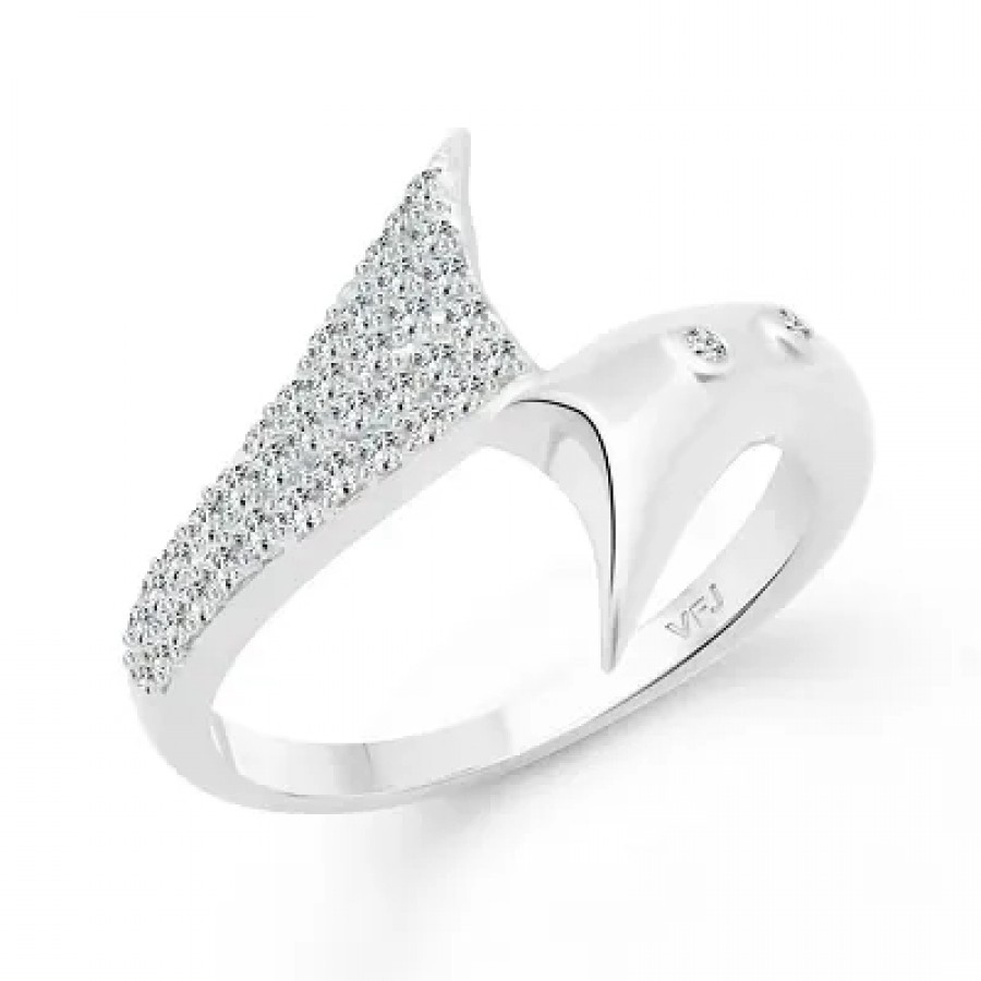 Trendy Alloy CZ Rhodium Plated Alloy Finger Ring for Women