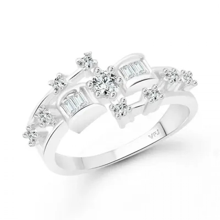 Trendy Alloy CZ Rhodium Plated Finger Ring for Women