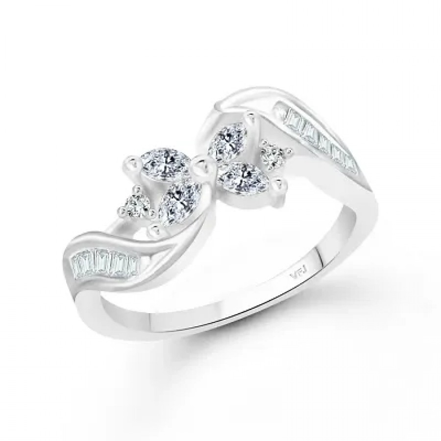 Trendy Alloy CZ Rhodium Plated Finger Ring for Women