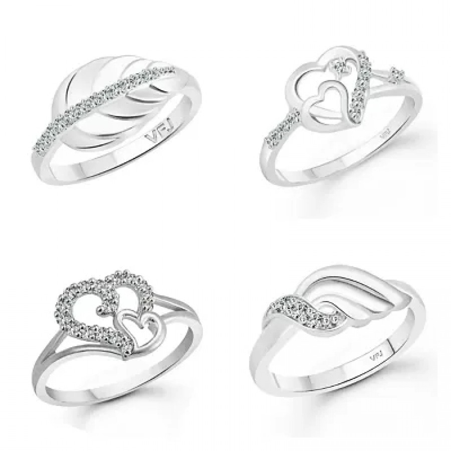 Trendy Alloy Combo Ring Set for Women - Pack of 4 Rings