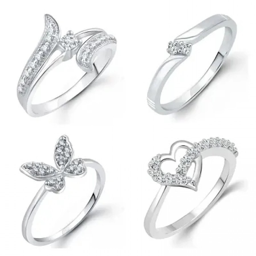 Trendy Alloy Combo Ring Set for Women - Pack of 4 Rings