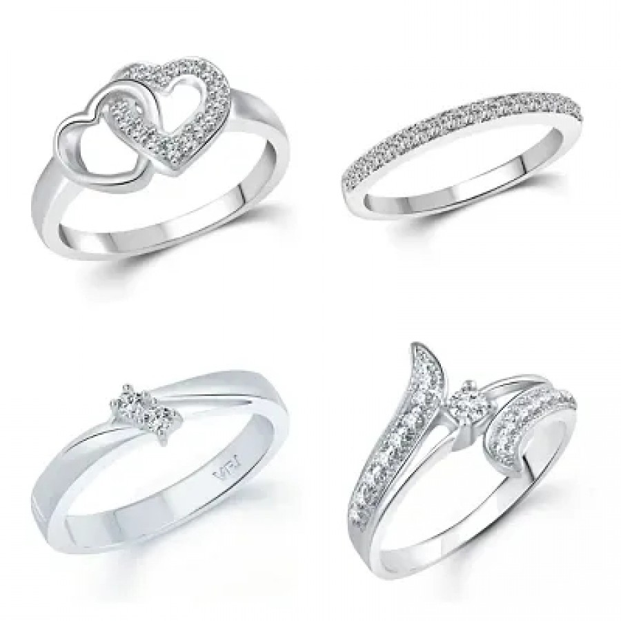 Trendy Alloy Combo Ring Set for Women - Pack of 4 Rings