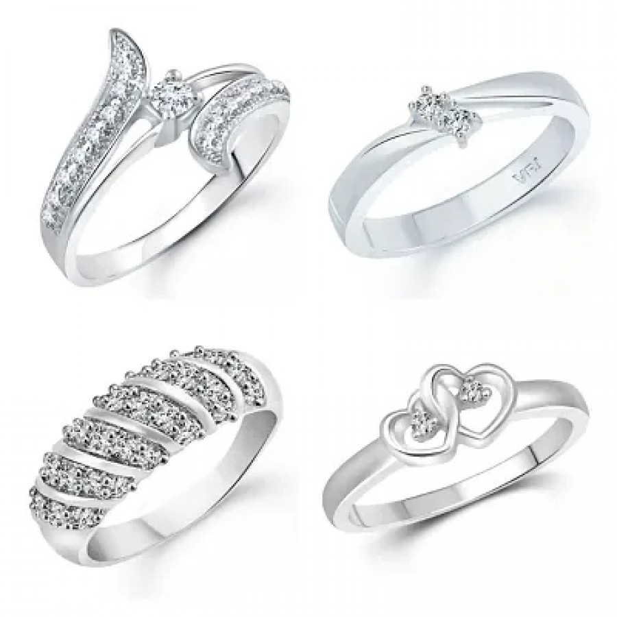 Trendy Alloy Combo Ring Set for Women - Pack of 4 Rings