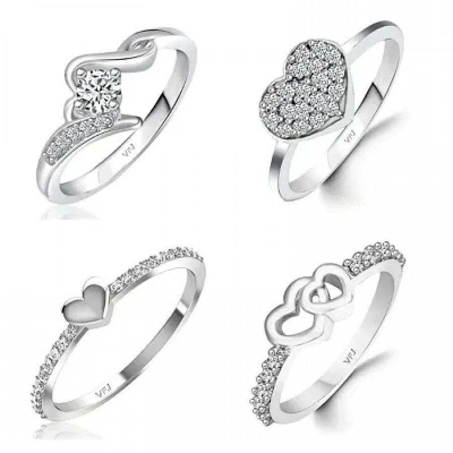 Trendy Alloy Combo Ring Set for Women - Pack of 4 Rings