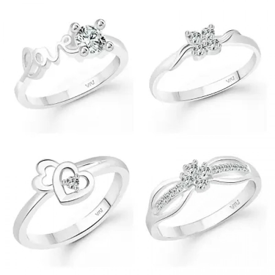 Trendy Alloy Combo Ring Set for Women - Pack of 4 Rings